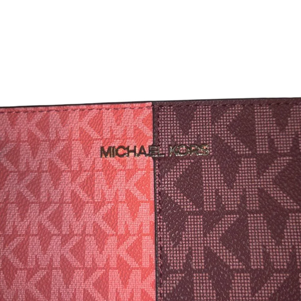 Michael Kors Jet Set Crossbody In Oxblood And Lighter Pink